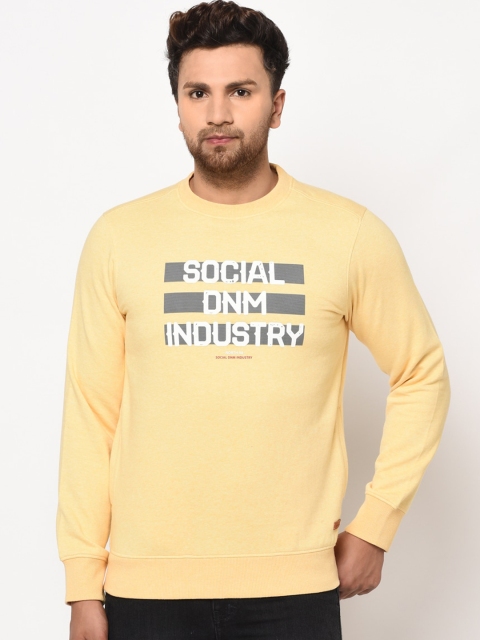 

98 Degree North Men Yellow Printed Sweatshirt