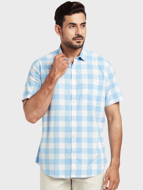 

ColorPlus Men Blue & White Tailored Fit Checked Casual Shirt