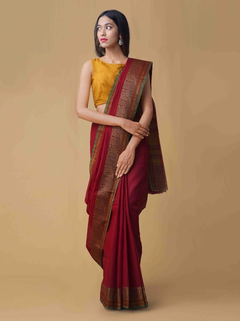

Unnati Silks Maroon Woven Design Pure Cotton Saree