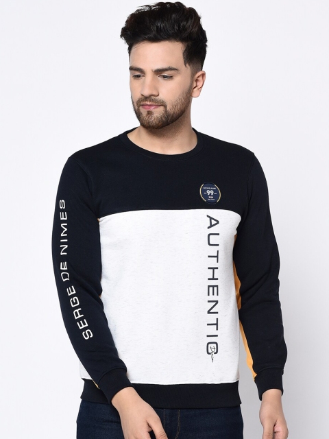 

Octave Men White & Navy Blue Colourblocked Sweatshirt