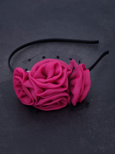 

Golden Peacock Women Magenta Pink Floral Hair Band