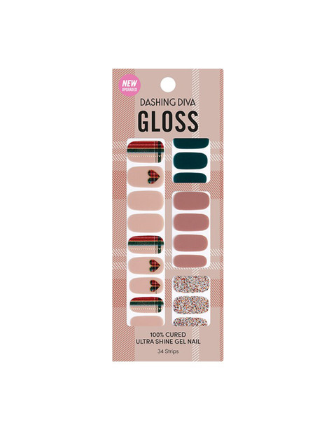 

Dashing Diva Pink Gloss Tartan Heart Artificial Nails