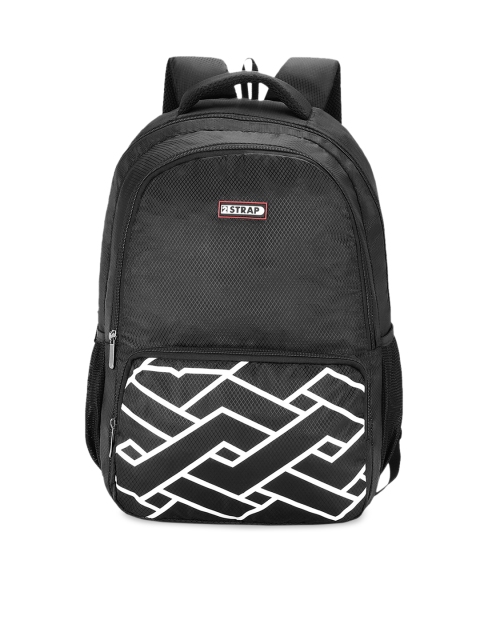 

2 STRAP Unisex Black & White Textured Backpack