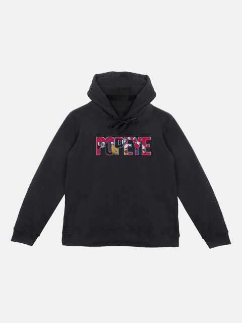 

Popeye Boys Black Red Printed Hooded Sweatshirt With Attached Face Covering