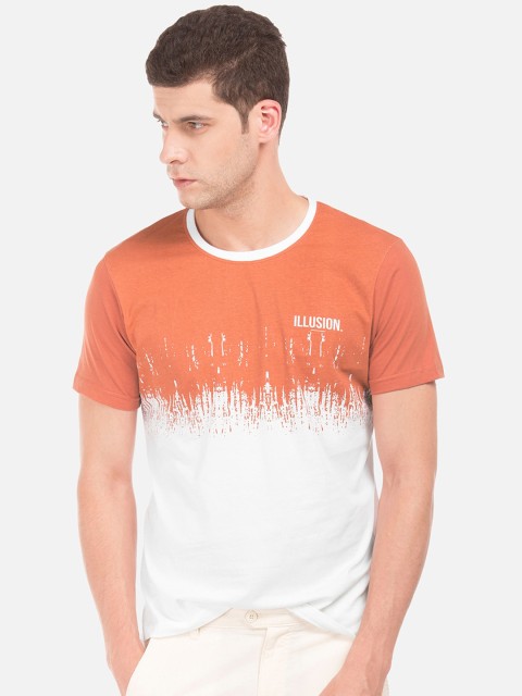 

Ruggers Men Orange Colourblocked Round Neck T-shirt