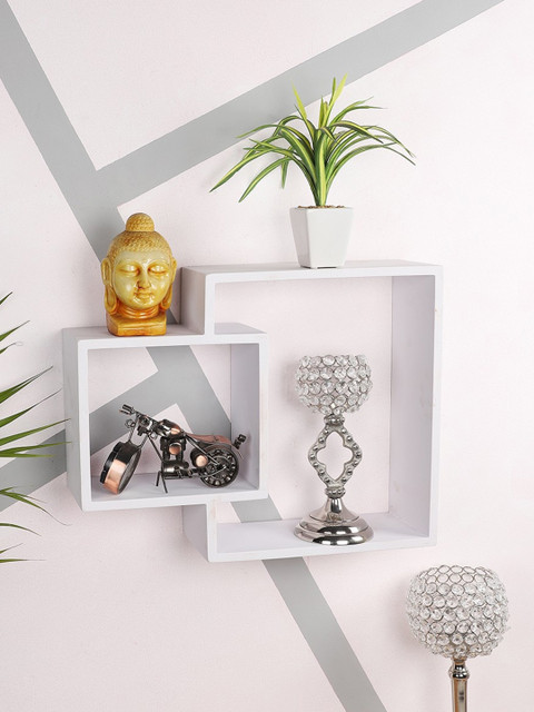 

Home Sparkle White Handmade Interconnecting Basic Wall Shelf