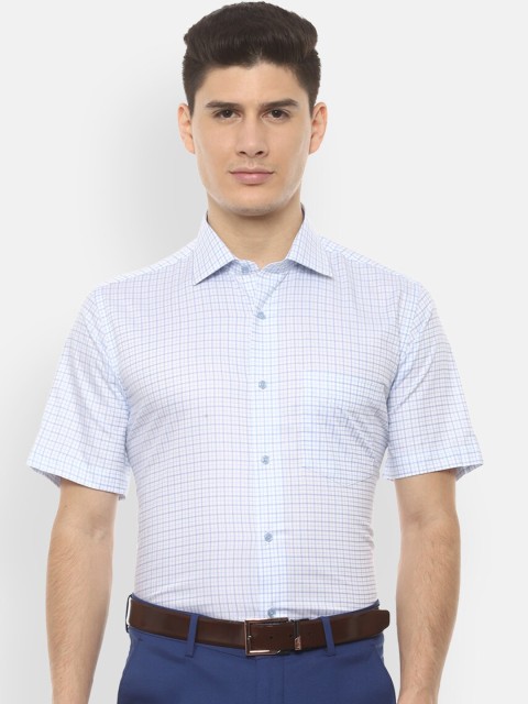 

Van Heusen Men White & Blue Regular Fit Checked Formal Shirt