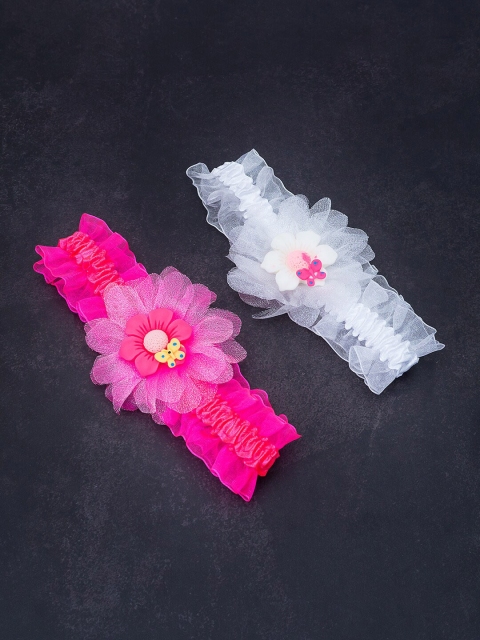 

Golden Peacock Women Pack Of 2 Floral Lace Headbands, Pink