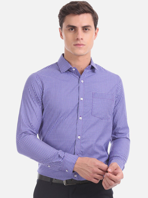 

Excalibur Men Blue & White Regular Fit Checked Formal Shirt