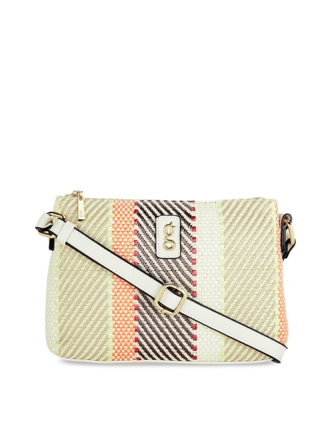 

Global Desi Women Beige Striped Casual Purse Clutch
