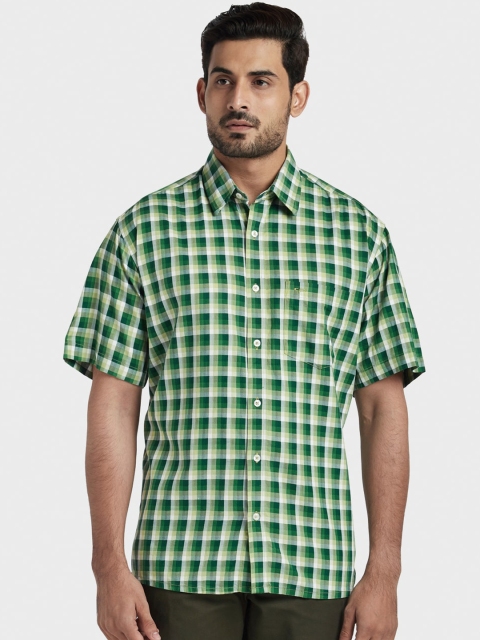 

ColorPlus Men Green & Beige Regular Fit Checked Casual Shirt