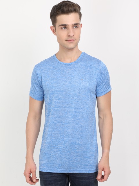 

Masculino Latino Men Turquoise Blue Solid Round Neck T-shirt