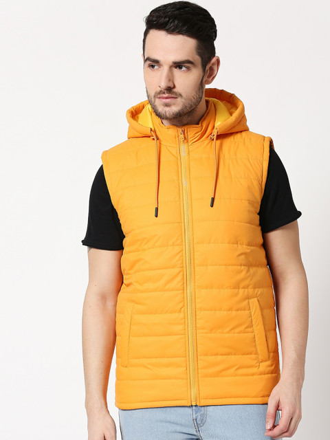 

Bewakoof Men Yellow Solid Water Resistant Padded Jacket
