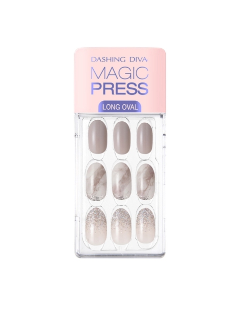 

Dashing Diva Women Magicpress Warm Marble Gel Artificial Nails, Grey