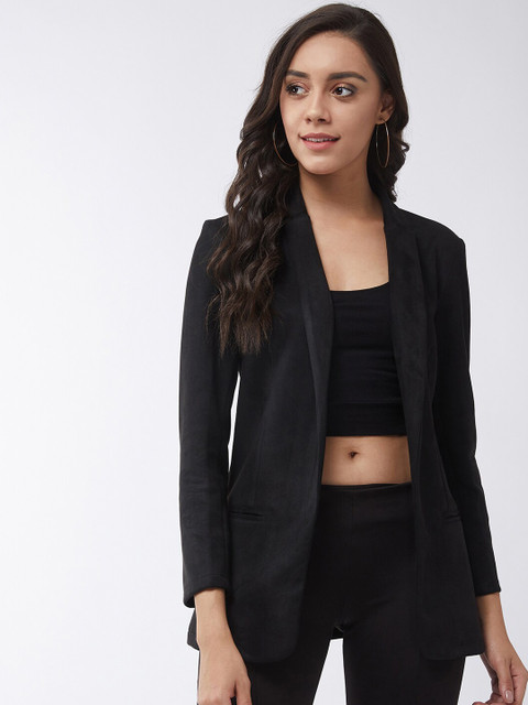 

Zima Leto Women Black Solid Casual Open-Front Blazer