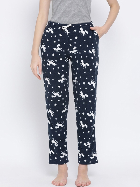 

Kanvin Women Navy Blue & White Printed Lounge Pants