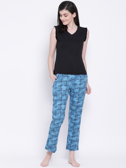 

Clovia Women Blue & Black Night Suit