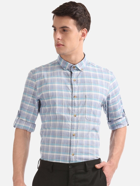 

Ruggers Men Grey & White Regular Fit Checked Formal Shirt