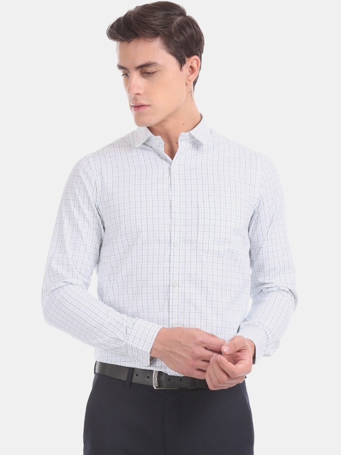 

Excalibur Men White Regular Fit Checked Formal Shirt