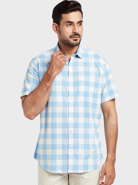 

ColorPlus Men Blue & White Tailored Fit Checked Casual Shirt