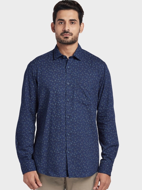 

ColorPlus Men Navy Blue Tailored Fit Printed Casual Shirt