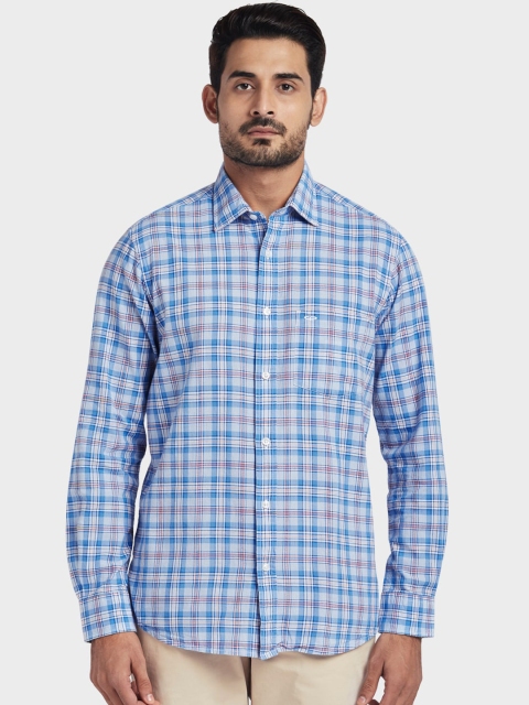 

ColorPlus Men Blue & White Tailored Fit Checked Casual Shirt
