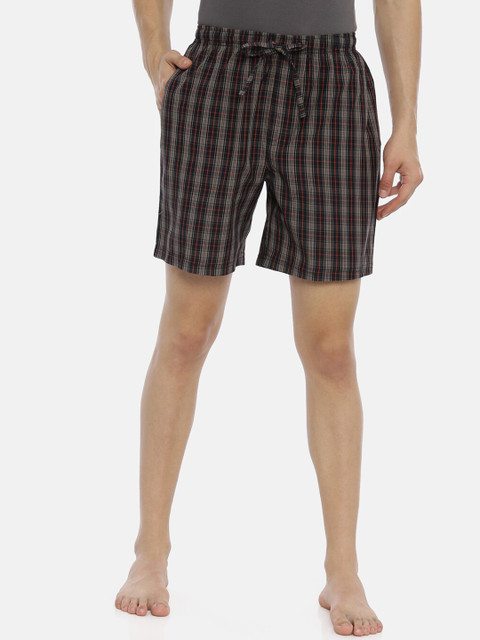 

Joven Men Black & Grey Checked Lounge Shorts