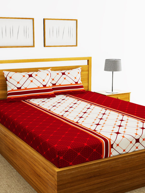 

BIANCA Red & White Printed 110 TC Double Bedsheet With 2 Pillow Covers