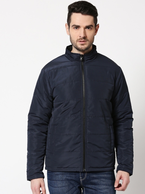 

Bewakoof Men Navy Blue & Black Solid Reversible Padded Jacket