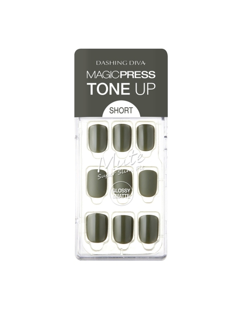 

Dashing Diva Magicpress Juniper Khaki Artificial Nails, Green