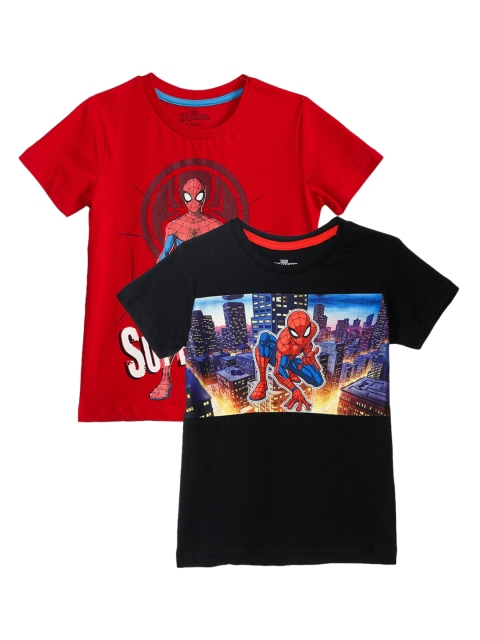 

Kids Ville Spiderman Printed Pack Of 2 Tshirt for Boys, Multi