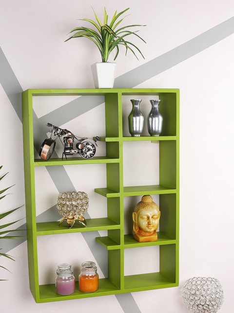 

Home Sparkle Green Handmade Multi Partition Basic Wall Shelf