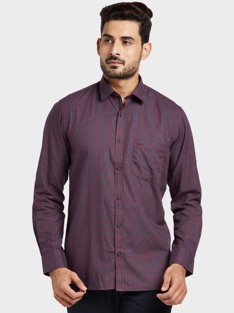 

ColorPlus Men Red & Navy Blue Slim Fit Checked Casual Shirt
