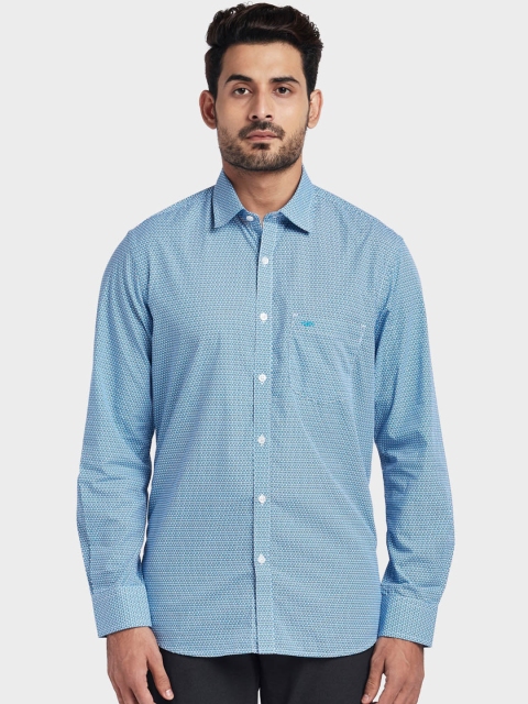 

ColorPlus Men Blue Tailored Fit Printed Casual Shirt