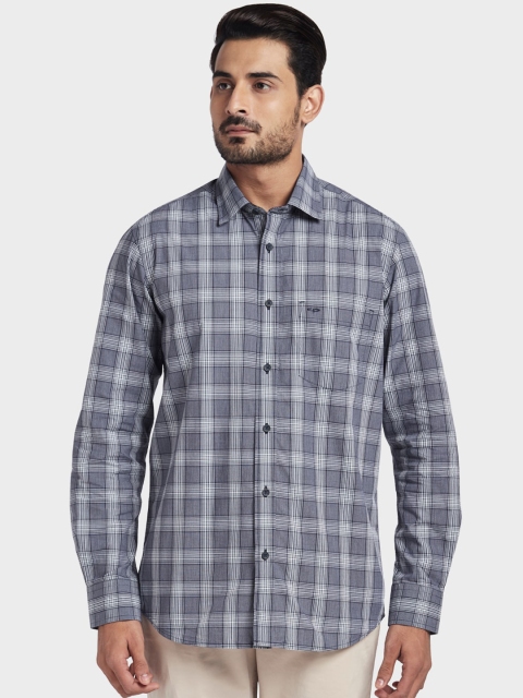 

ColorPlus Men Blue Tailored Fit Checked Casual Shirt