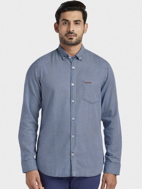 

ColorPlus Men Blue & White Regular Fit Printed Casual Shirt