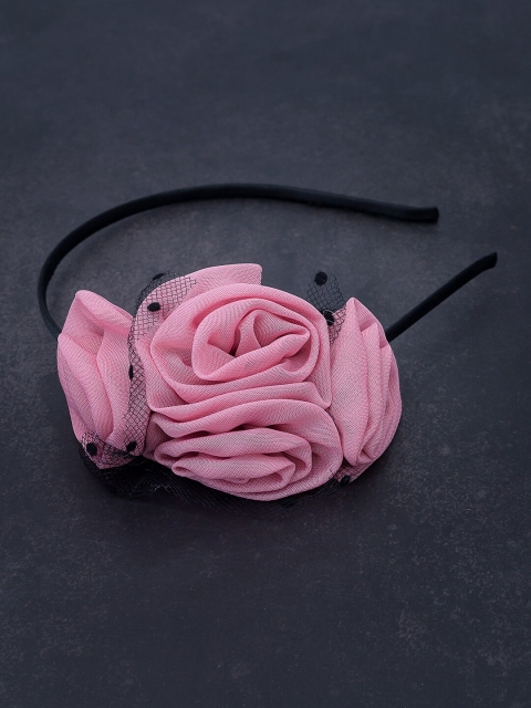 

Golden Peacock Pink & Black Floral Lace Hairband