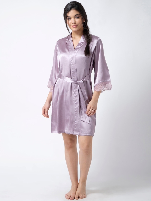 

ADORENITE Women Lavender Solid 2 Piece Nightdress Set