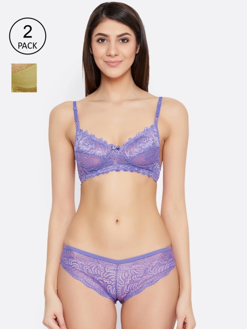 

ALIZA Pack Of 2 Lace Bikini Bridal Lingerie Sets 30331507, Lavender