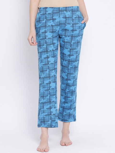 

Clovia Women Blue & Black Printed Lounge Pants