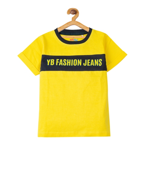 

YOUNG BIRDS Boys Yellow Printed Round Neck T-shirt
