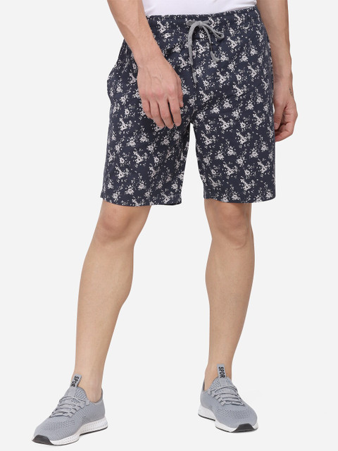 

JADE BLUE Men Navy Blue Printed Regular Fit Regular Shorts