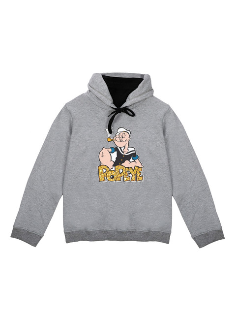 

Popeye Boys Grey Popeye Printed Hooded Sweatshirt With Attached Face Covering