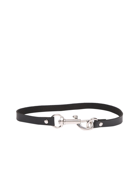 

FOREVER 21 Black & Silver-Toned Solid Bolt Snap Choker