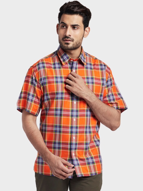 

ColorPlus Men Orange Regular Fit Checked Casual Shirt