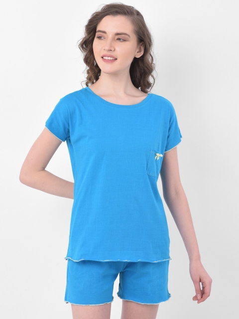 

Clovia Women Blue Solid Night Suit