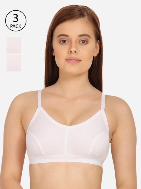 

Innocence White Pack of 3 Solid Non-Wired Non Padded Workout Bra BBAPLIN90252_28B