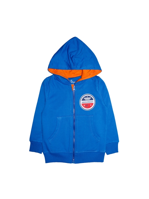 

KiddoPanti Boys Blue & Orange Solid Hooded Sweatshirt