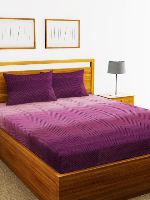 

BIANCA Purple Abstract 180 TC Double King Bedsheet With 2 Pillow Covers
