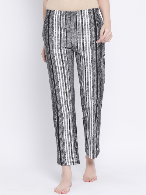 

Clovia Women Grey & Black Striped Lounge Pants